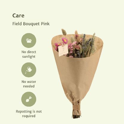 Droogbloemen Field Bouquet Pink - Ø15cm - ↕35cm