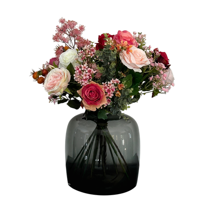 Kunstbloemen - Boeket M - Flame Roses - 45 cm