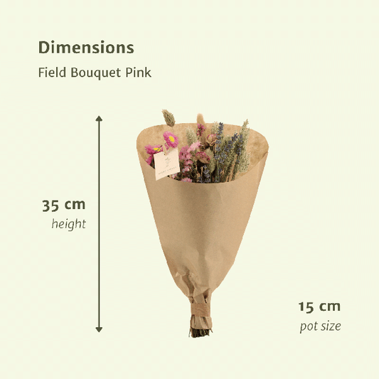 Droogbloemen Field Bouquet Pink - Ø15cm - ↕35cm