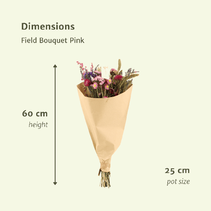 Droogbloemen Field Bouquet Pink - Ø25cm - ↕60cm