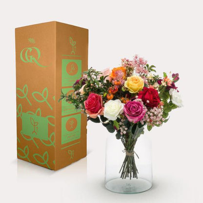 Kunstbloemen - Boeket M - Flame Roses - 45 cm