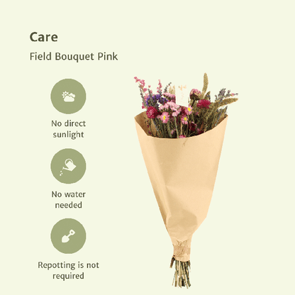 Droogbloemen Field Bouquet Pink - Ø25cm - ↕60cm