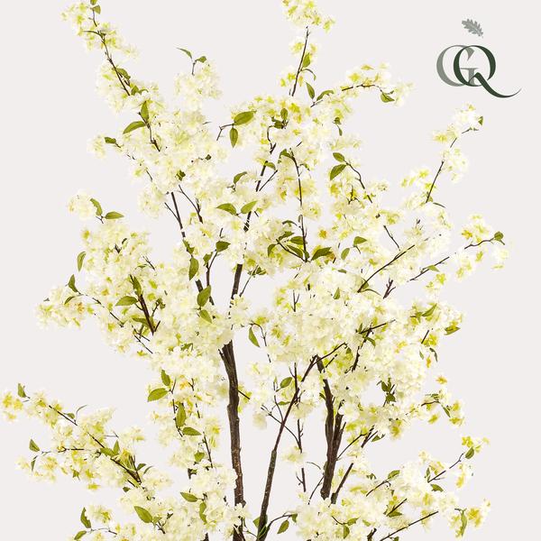 Kunstplant - Prunus - Kersenbloesem - Wit - 210cm