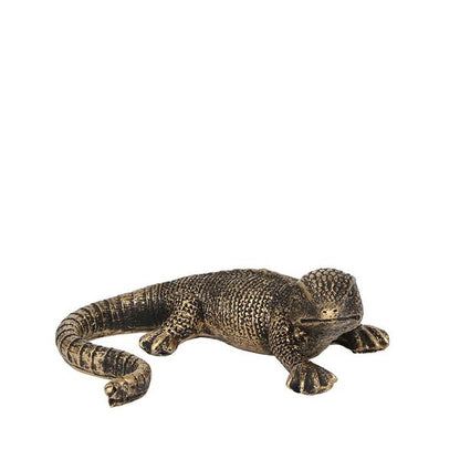 Kolibri Home | Ornament - Zwart/ gouden decoratie Lizard