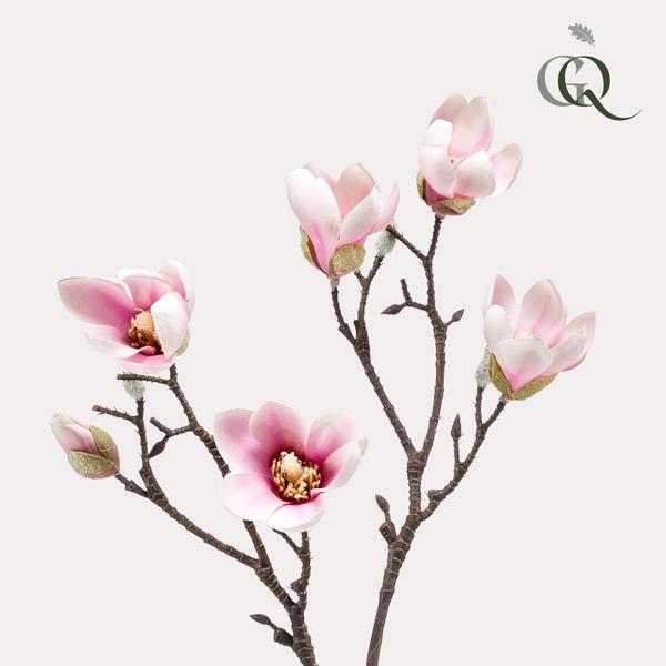 Kunstbloemen - Magnolia bloem Roze x8 -65cm Bloesem