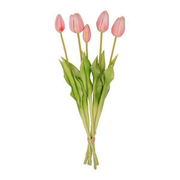 Tulpen boeket Pink - 'Real Touch' Kunst tulpen - 42 cm (roze)